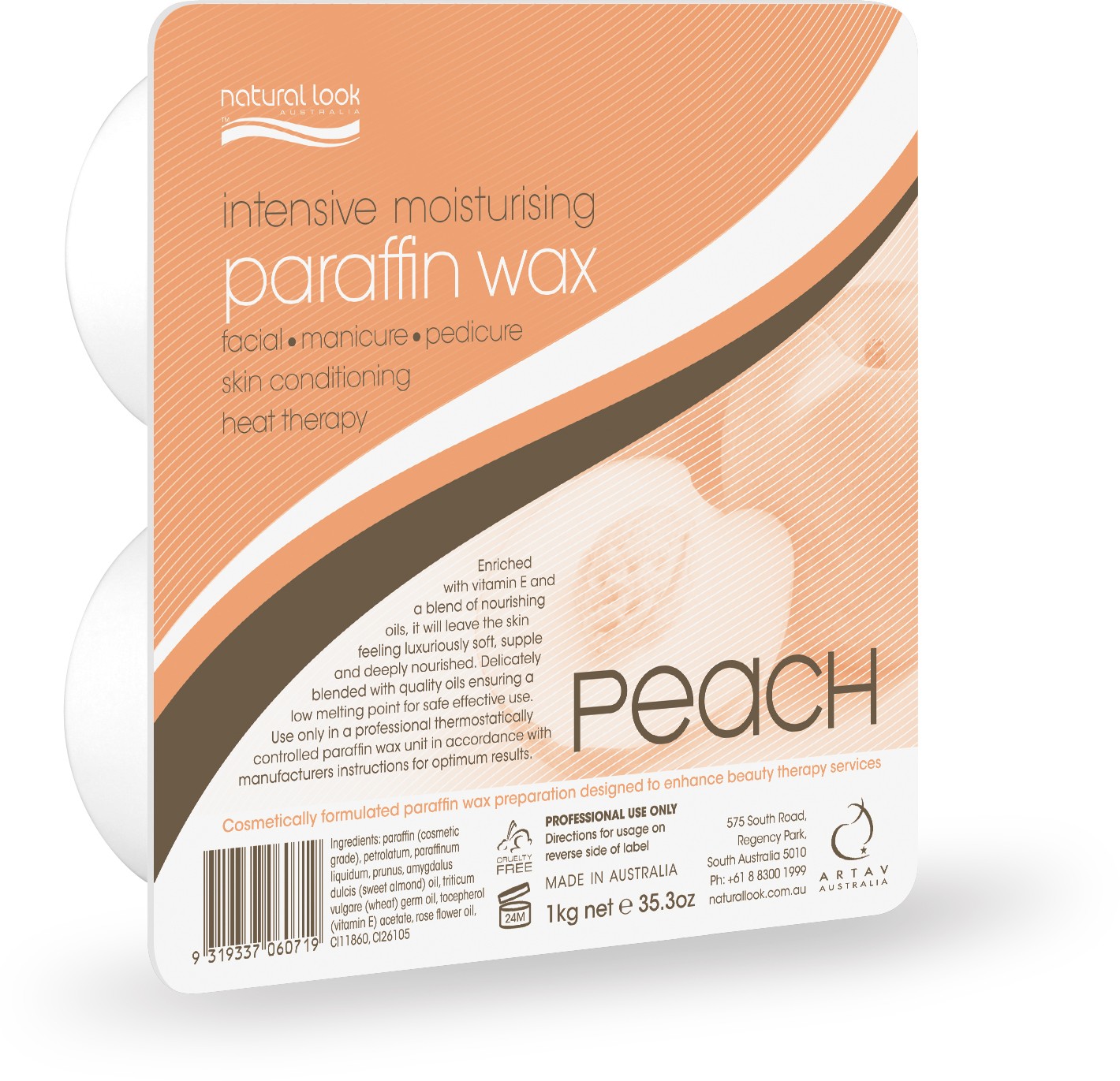 Natural Look Intensive Moisturising Peach Paraffin Wax 1kg Waxing Natural Look