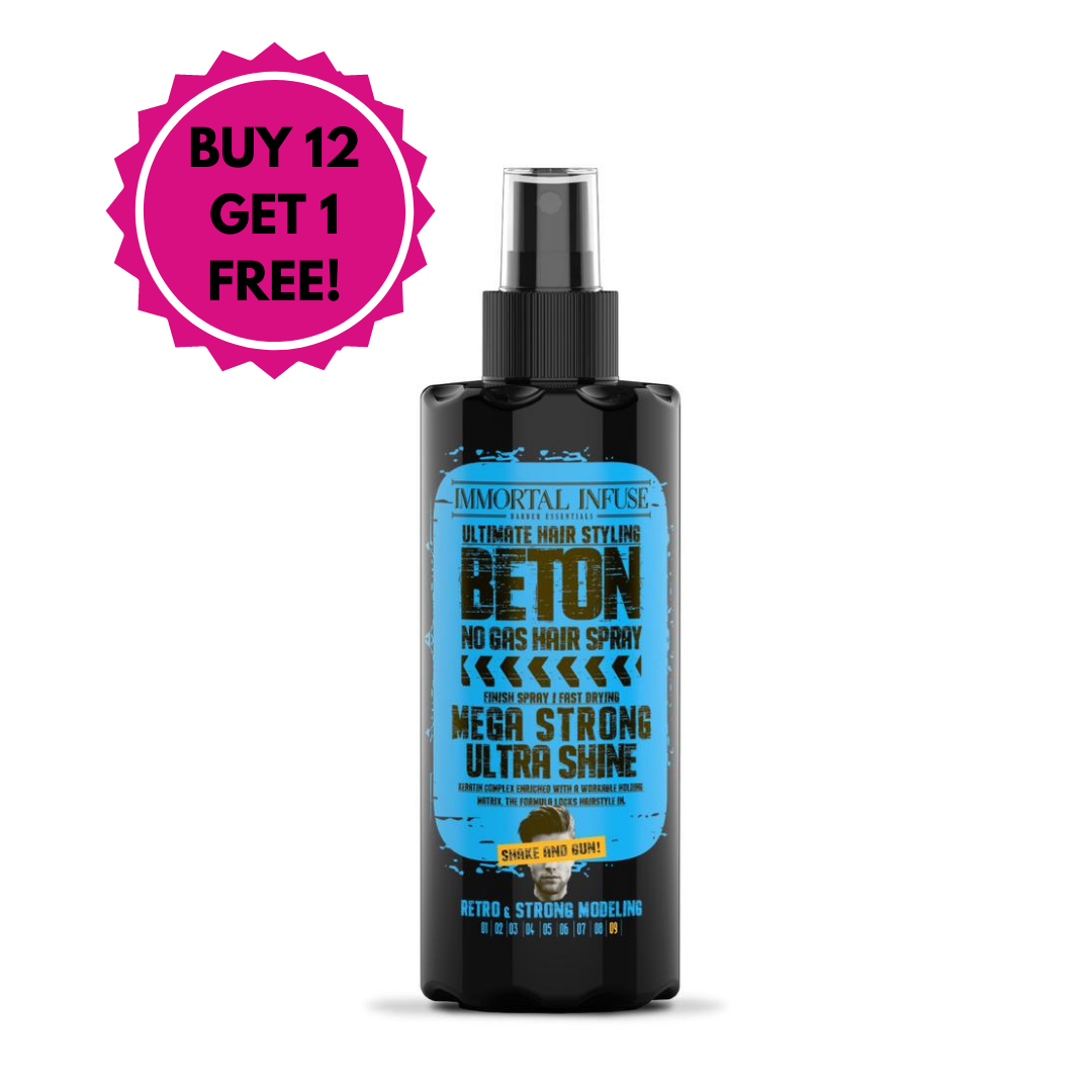 12 + 1 Deal: Immortal Beton Non Aerosol Finishing Hair Spray - Mega Strong - Ultra Shine 200ml Hair Spray Hair And Beauty Kingdom