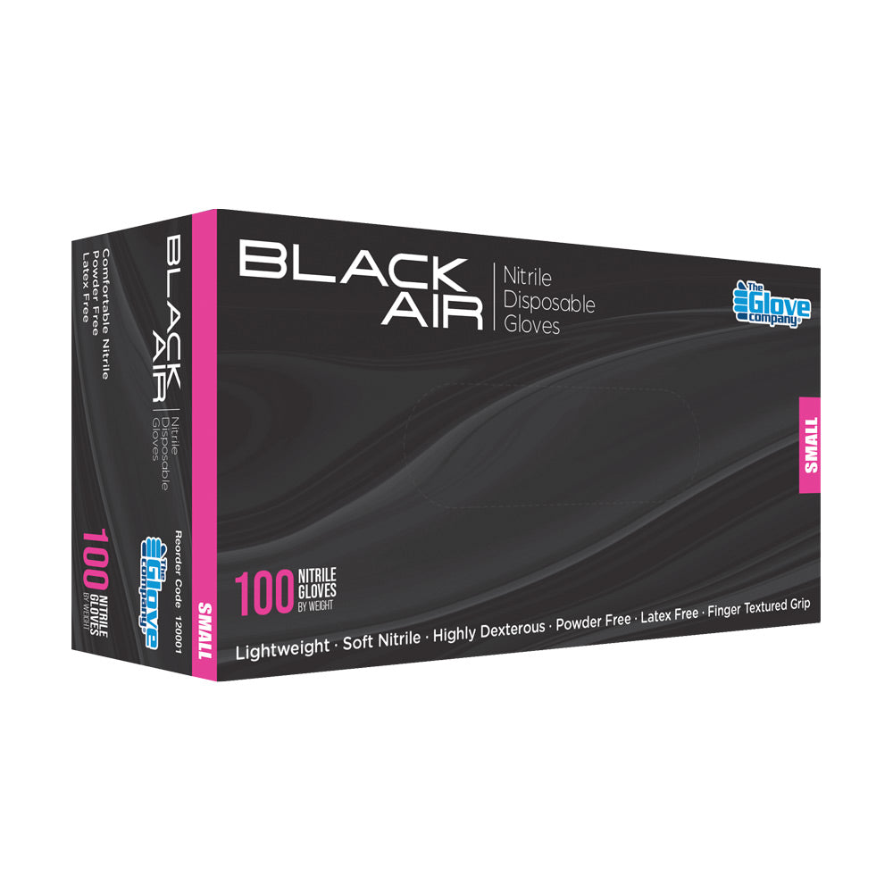Black Air Nitrile Disposable Black Gloves 100pk - Small Gloves Black Air