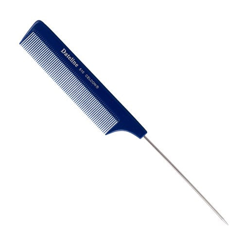 Dateline Professional Blue Celcon Tail Comb 8Inch 510 Stainless Steel Pin Comb Dateline