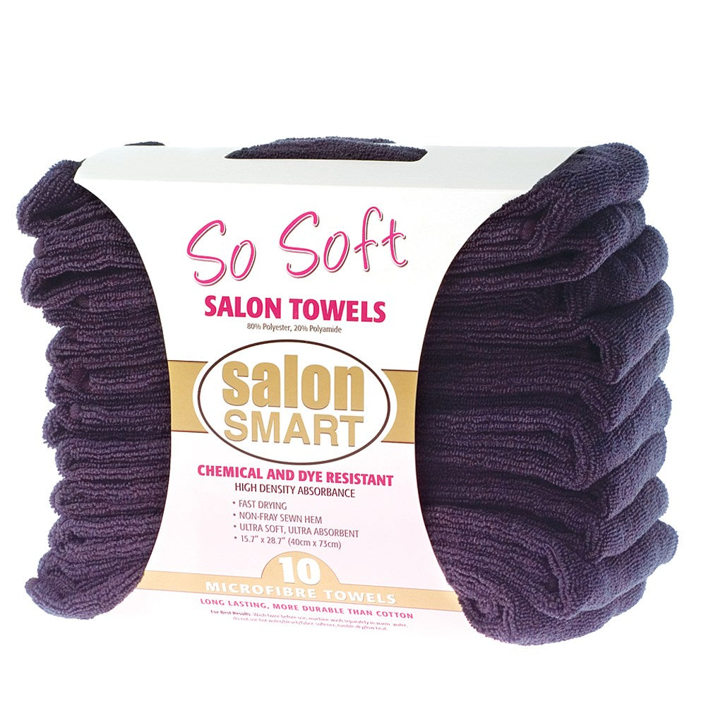 Salon Smart Microfibre So Soft Salon Towels 40cm x 73cm 10pc Black Towels Salon Smart