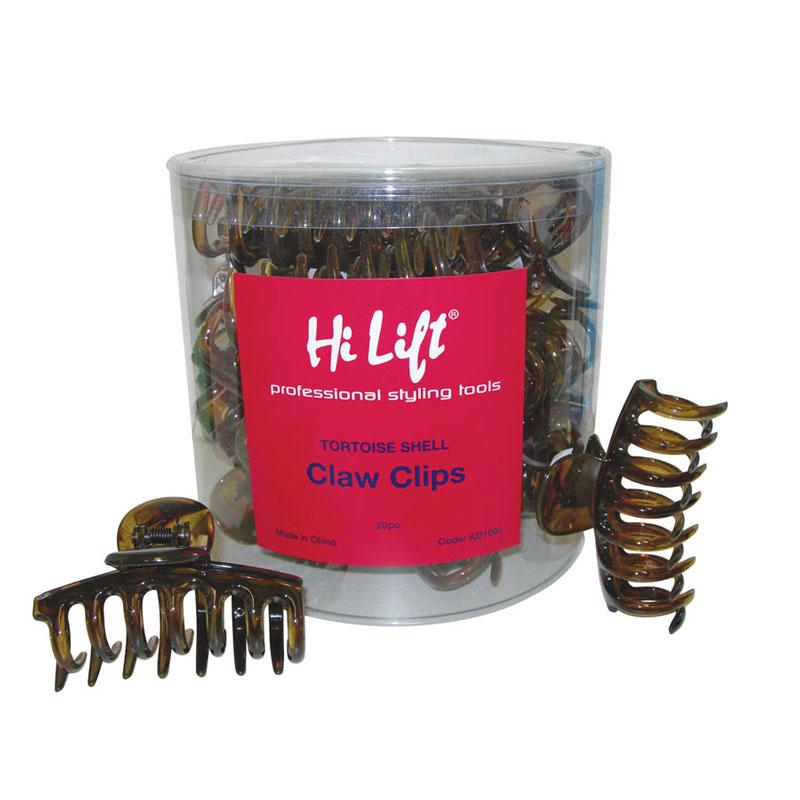 Hi Lift Tortoise Shell Claw Clips 20 Piece Tub Hair Clips- Ties - Accessories Hi Lift