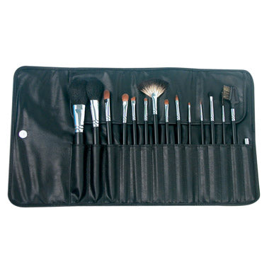 Hawley 15 Piece Makeup Brush Set In Leatherette Wrap #6016 Make Up Brushes Hawley
