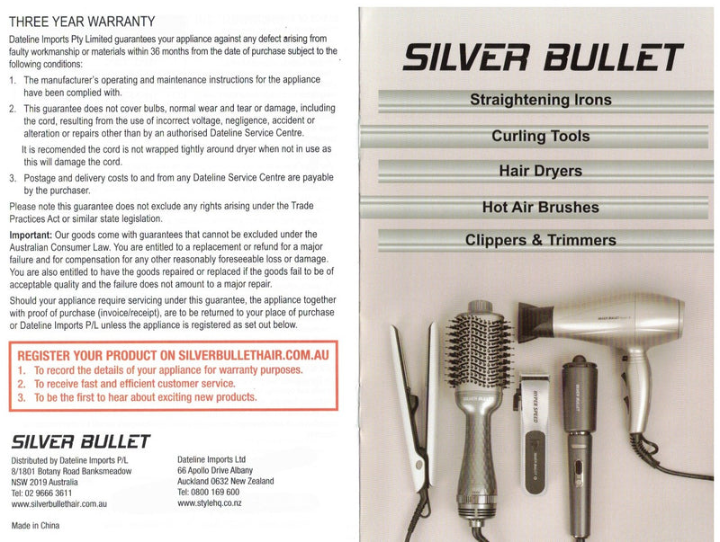 Silver Bullet Ethereal Hair Dryer 2000W - Black Hair Dryer Silver Bullet