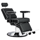 Karma Nerang Barber Chair Black & Chrome with White Piping 04150102WP