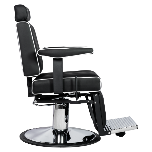 Karma Nerang Barber Chair Black & Chrome with White Piping 04150102WP Barber Chair Karma