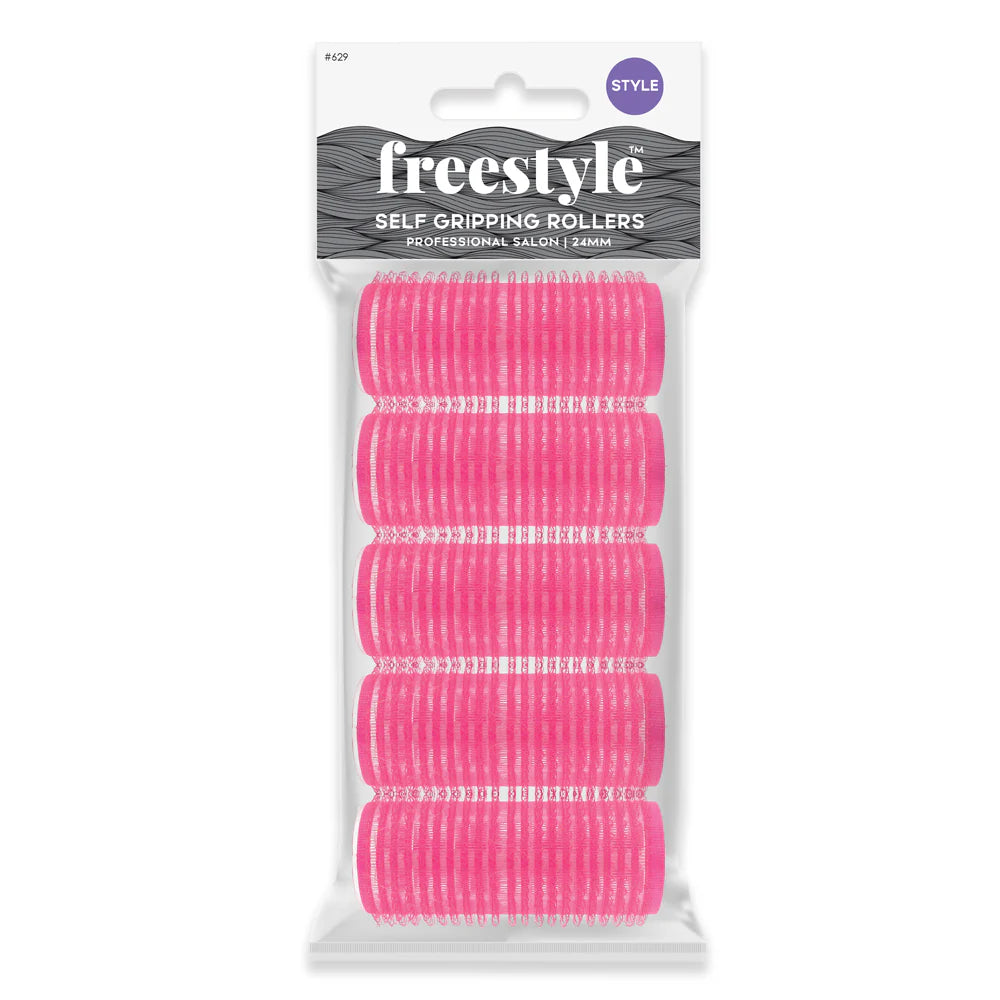 Freestyle Velcro Pack 24mm Pink 5pc Rollers Freestyle