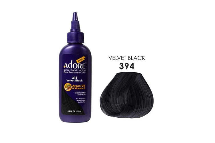 Adore Plus Semi Permanent Hair Colour No. 394 Velvet Black 100ml