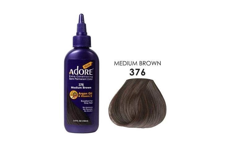 Adore Plus Semi Permanent Hair Colour No. 376 Medium Brown 100ml