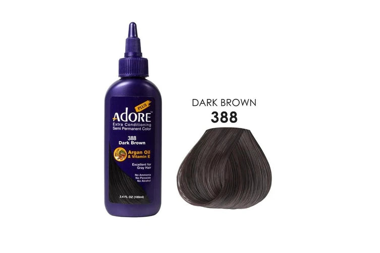 Adore Plus Semi Permanent Hair Colour No. 388 Dark Brown 100ml Adore