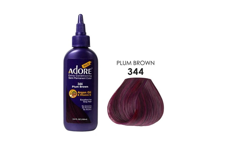 Adore Plus Semi Permanent Hair Colour No. 344 Plum Brown 100ml