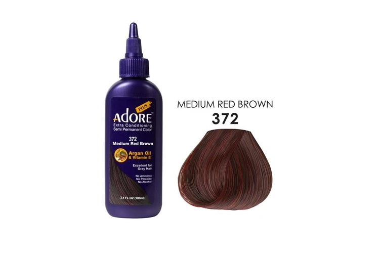 Adore Plus Semi Permanent Hair Colour No. 372 Medium Red Brown 100ml