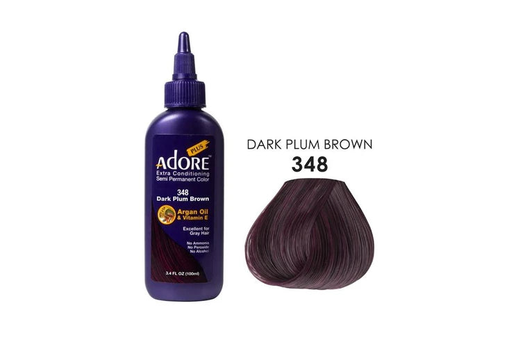 Adore Plus Semi Permanent Hair Colour No. 348 Dark Plum Brown 100ml