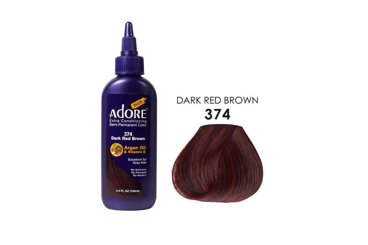 Adore Plus Semi Permanent Hair Colour No. 374 Dark Red Brown 100ml