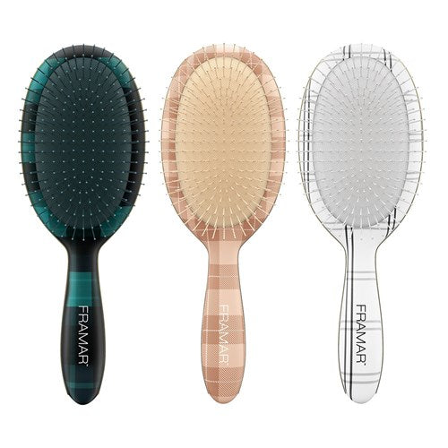 Framar Plaid Hair Day Detangle Brush Display 9PC Hair Brush Framar