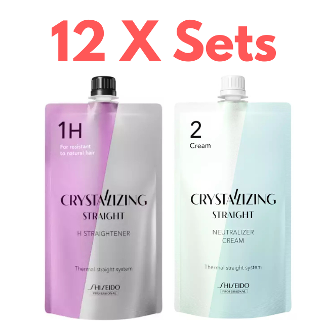 12x Shiseido Straightening Cream Set H1 + 2 Set Resistant Hair 400g Permanent Straightening Systems - Relaxers Shiseido