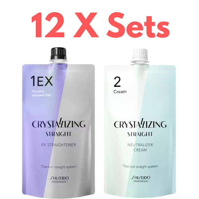 12x Shiseido Straightening Cream Set EX1 + 2 Set Very Resistant 400g Permanent Straightening Systems - Relaxers Shiseido