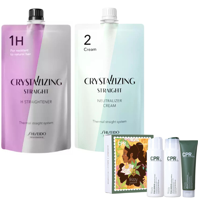 Shiseido Straightening Cream H1 + 2 Set Resistant Hair 400g + CPR Frizzy Trio Pack Permanent Straightening Systems & Relaxers Shiseido