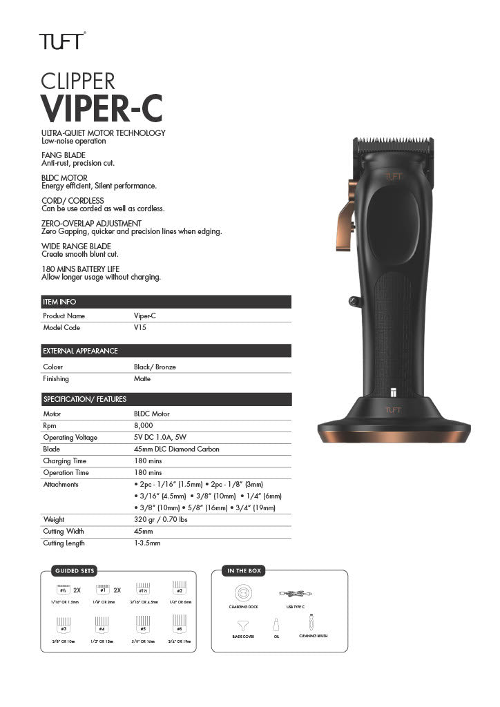 TUFT Viper Professional Cordless Hair Clipper Clipper Tuft
