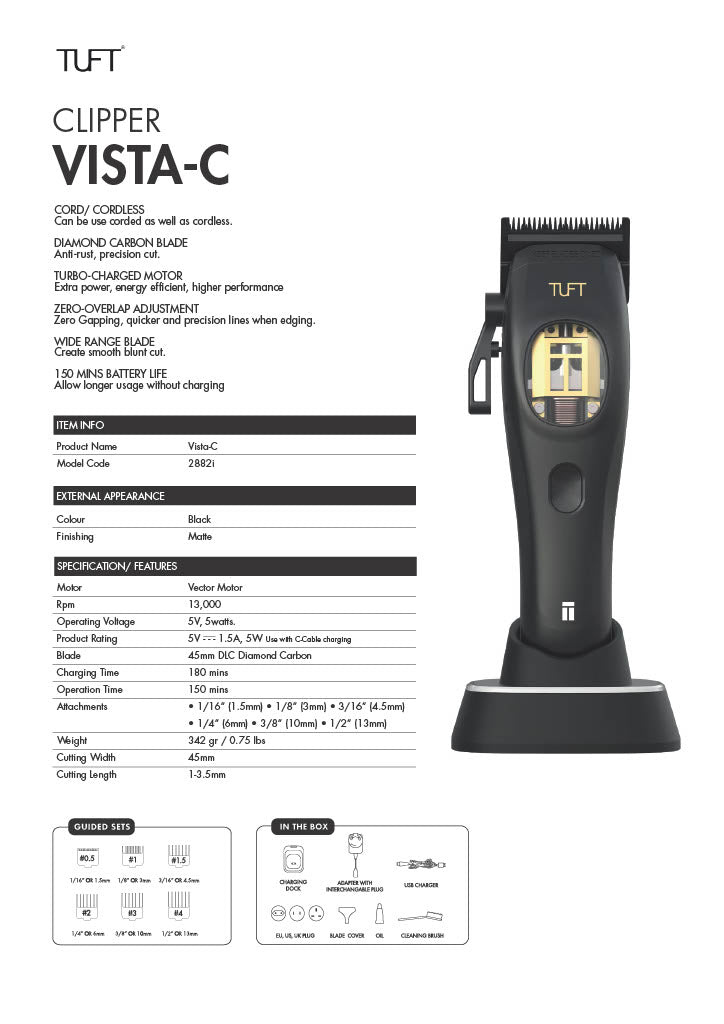 TUFT Vista C Professional Cordless Clipper Clipper Tuft