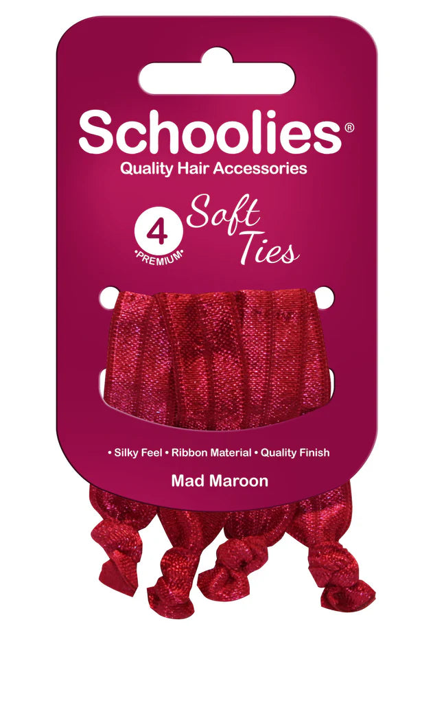 Schoolies SC424 Soft Ties 4pc Mad Maroon Hair Clips- Ties - Accessories Schoolies