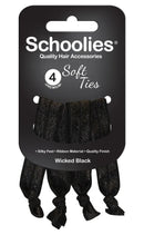 Schoolies SC428 Soft Ties 4pc Wicked Black Retail Schoolies