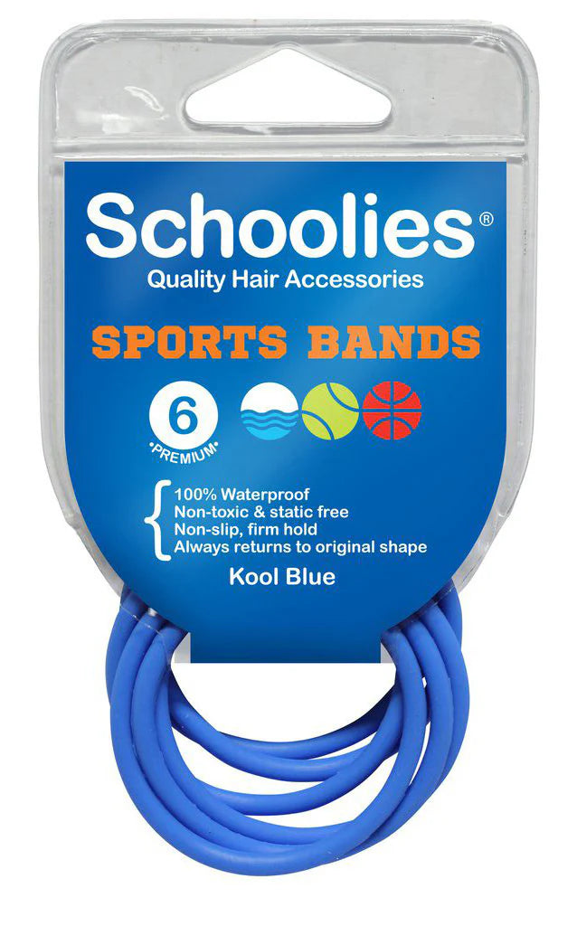 Schoolies SC481 Sports Bands 6pc Real Dark Blue Hair Clips- Ties - Accessories Schoolies