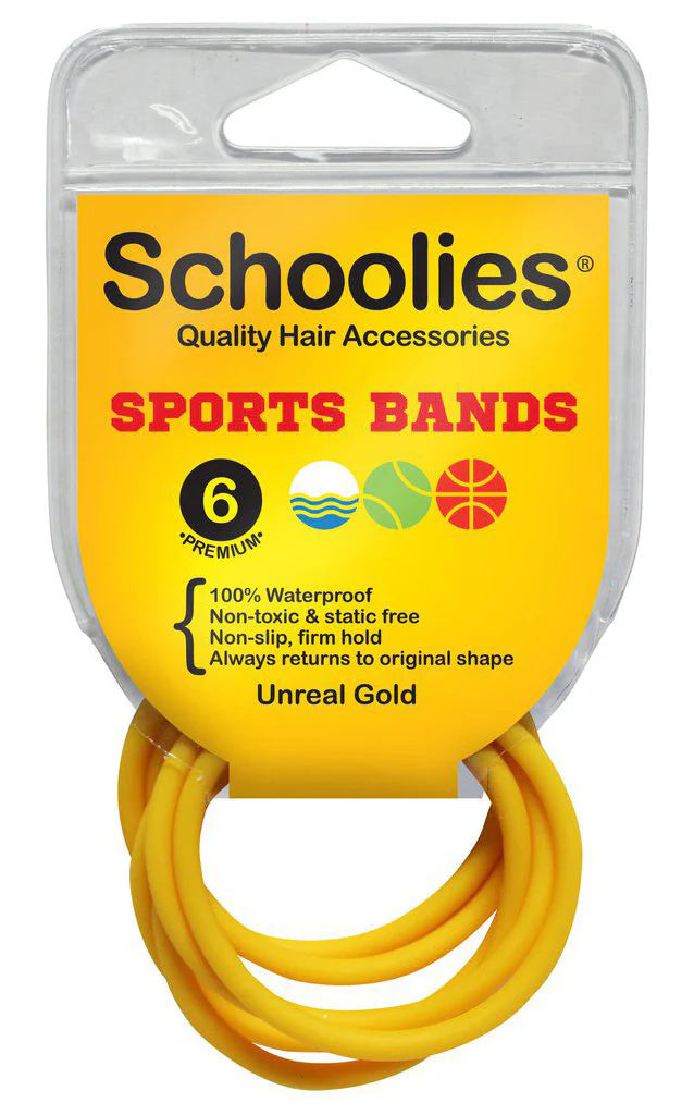 Schoolies SC486 Sports Bands 6pc Unreal Gold Hair Clips- Ties - Accessories Schoolies