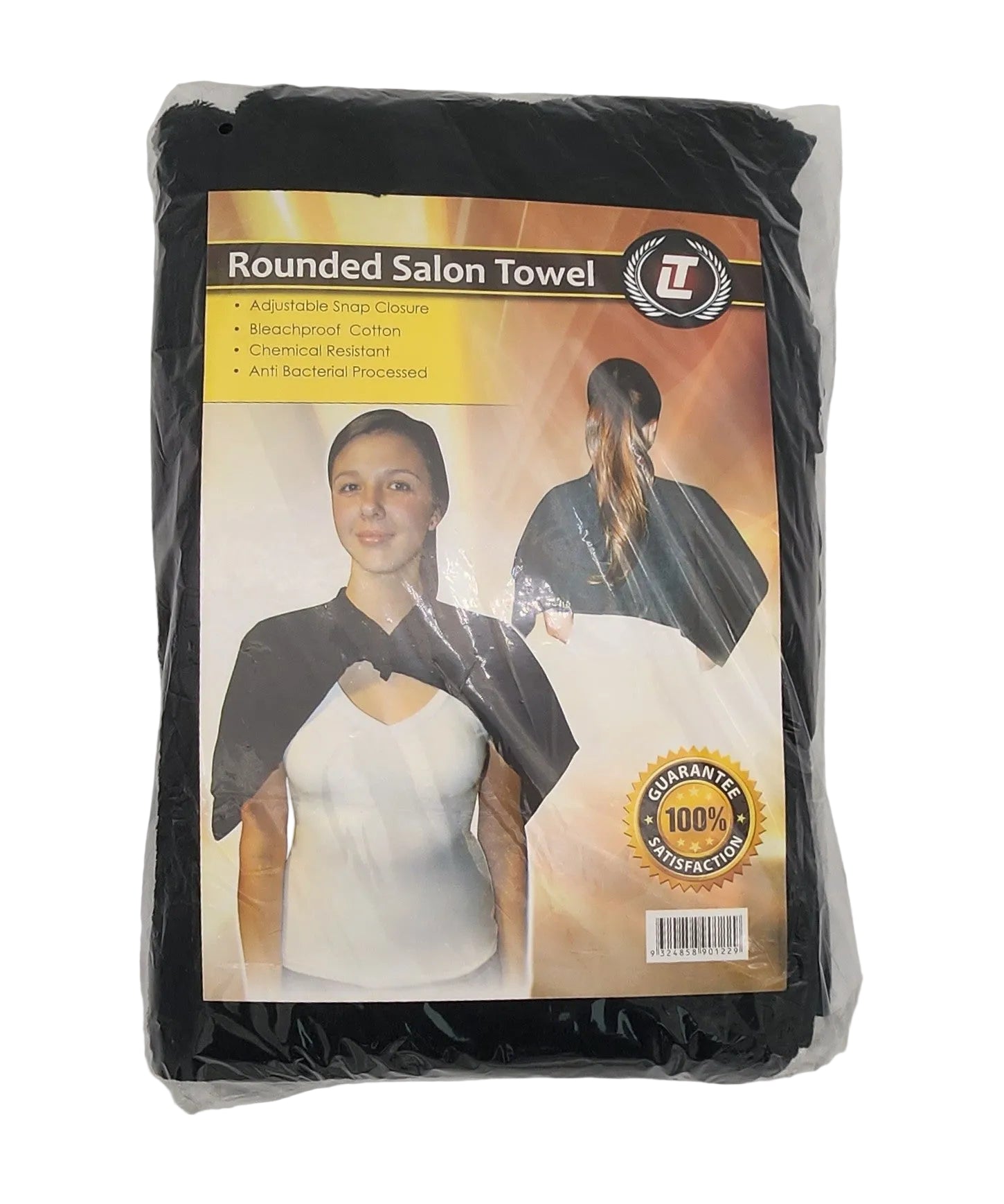 Deyaz Rounded Shoulder/Neck Salon Cotton Towel Black 5pk Towels Deyaz