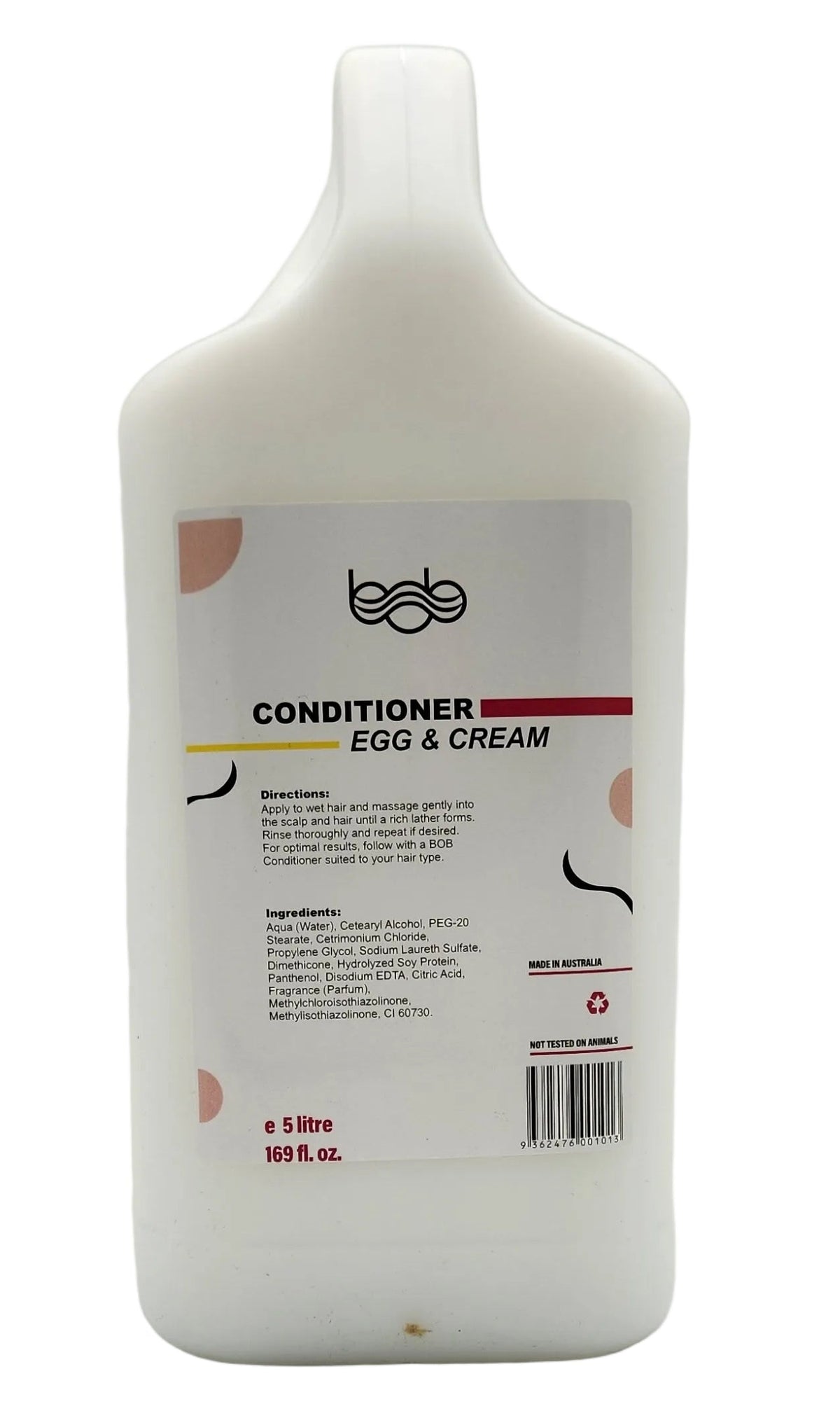 BOB Egg & Cream Professional Salon Conditioner 5L – For Frizz Control, Shine & Strength