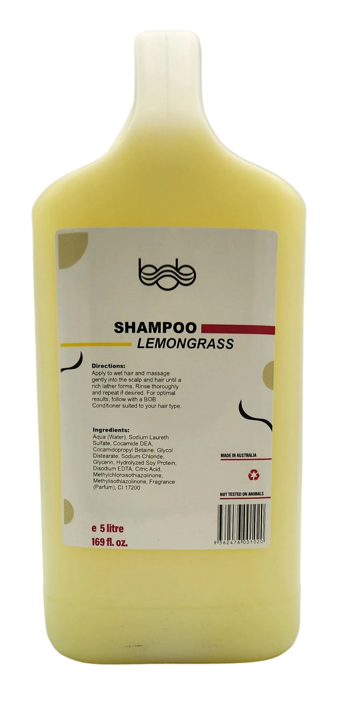 BOB Lemongrass Hydrating Professional Salon Shampoo 5L – For Soft, Lightweight Curls