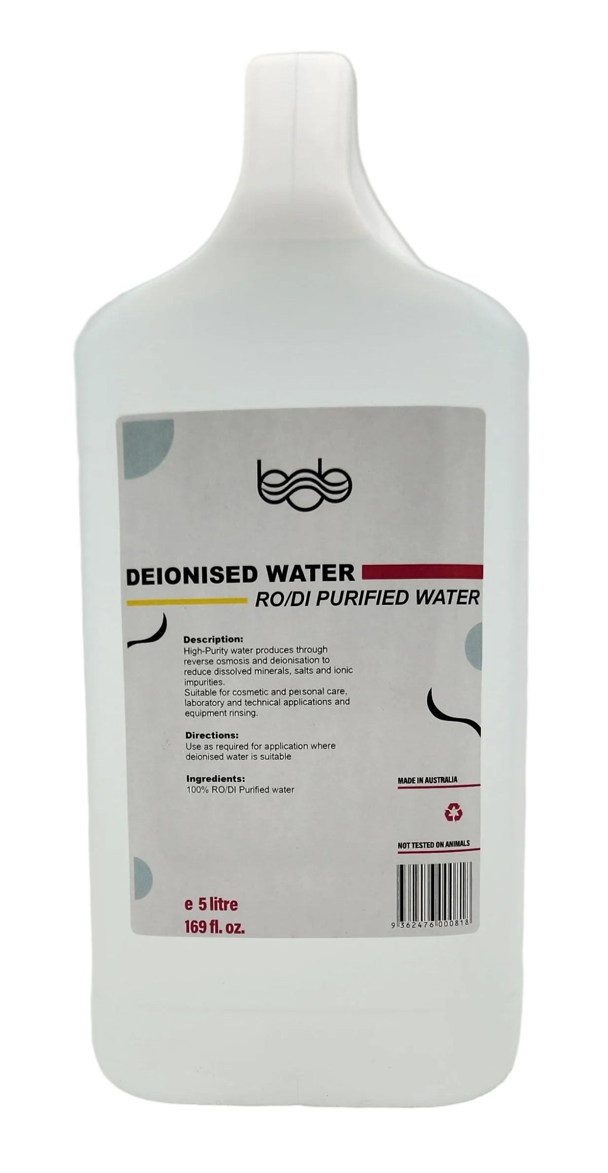 BOB Premium Distilled Water 5L – Professional Salon & Beauty Use