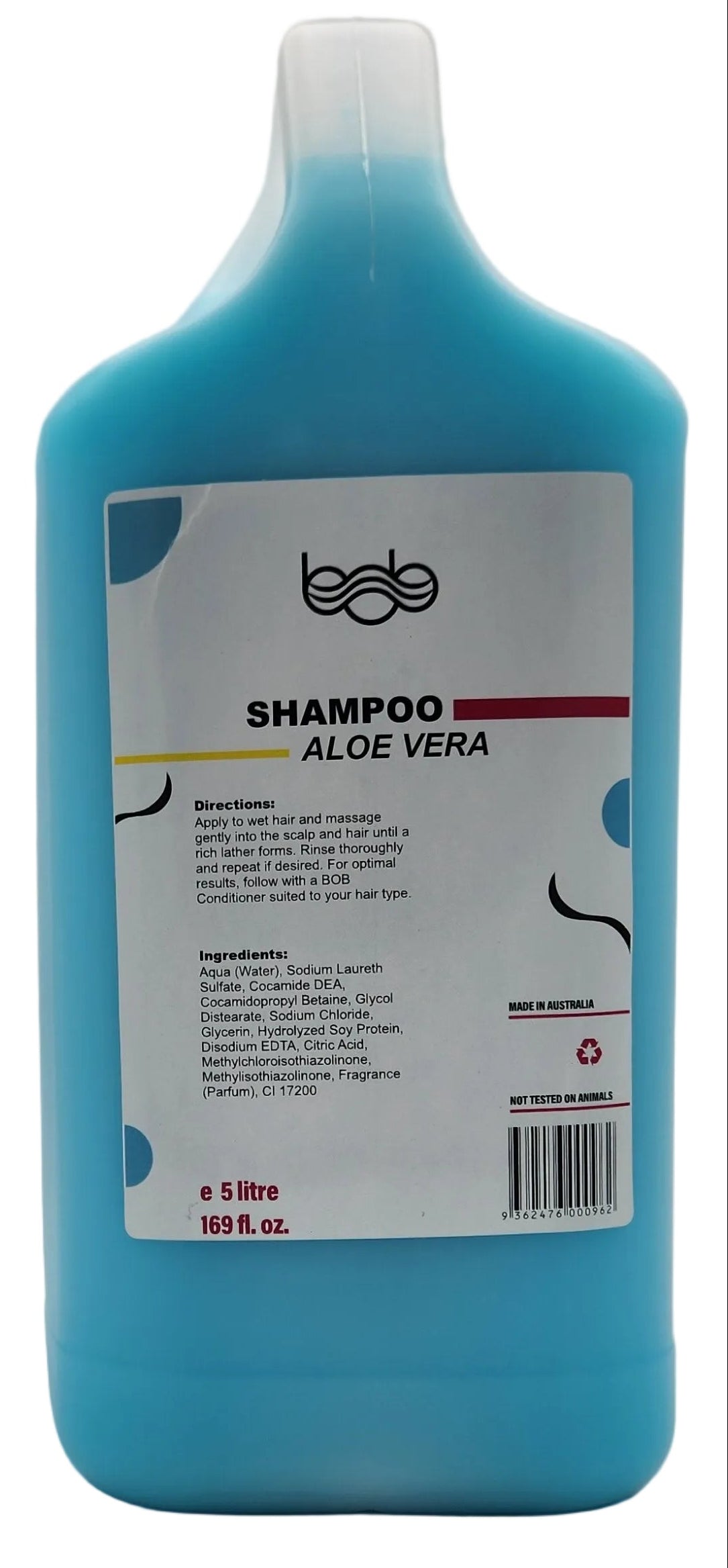 BOB Aloe Vera Hydrating Professional Salon Shampoo 5L – For Soft, Moisturised Hair