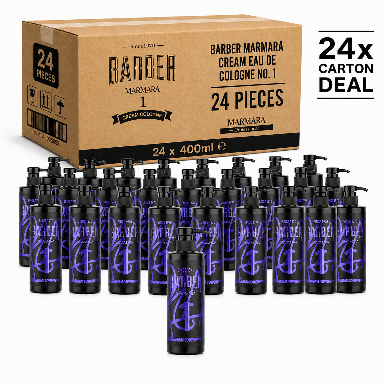 24x Barber Marmara Cream Eau De Cologne No. 1 400ml