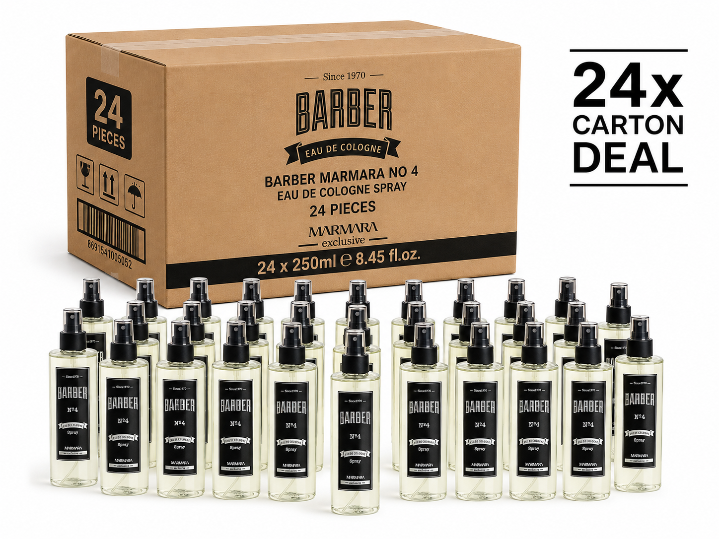 24x Barber Marmara Eau De Cologne No. 4 250ml – Cologne & Aftershave Cologne Barber Marmara