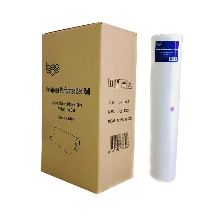 Carton of 6x Bob Premium Disposable Bed Roll Non-Woven Perforated without Crosscut 80cm x 200cm - 300 Sheets in Total Salon - Spa Disposables Bob