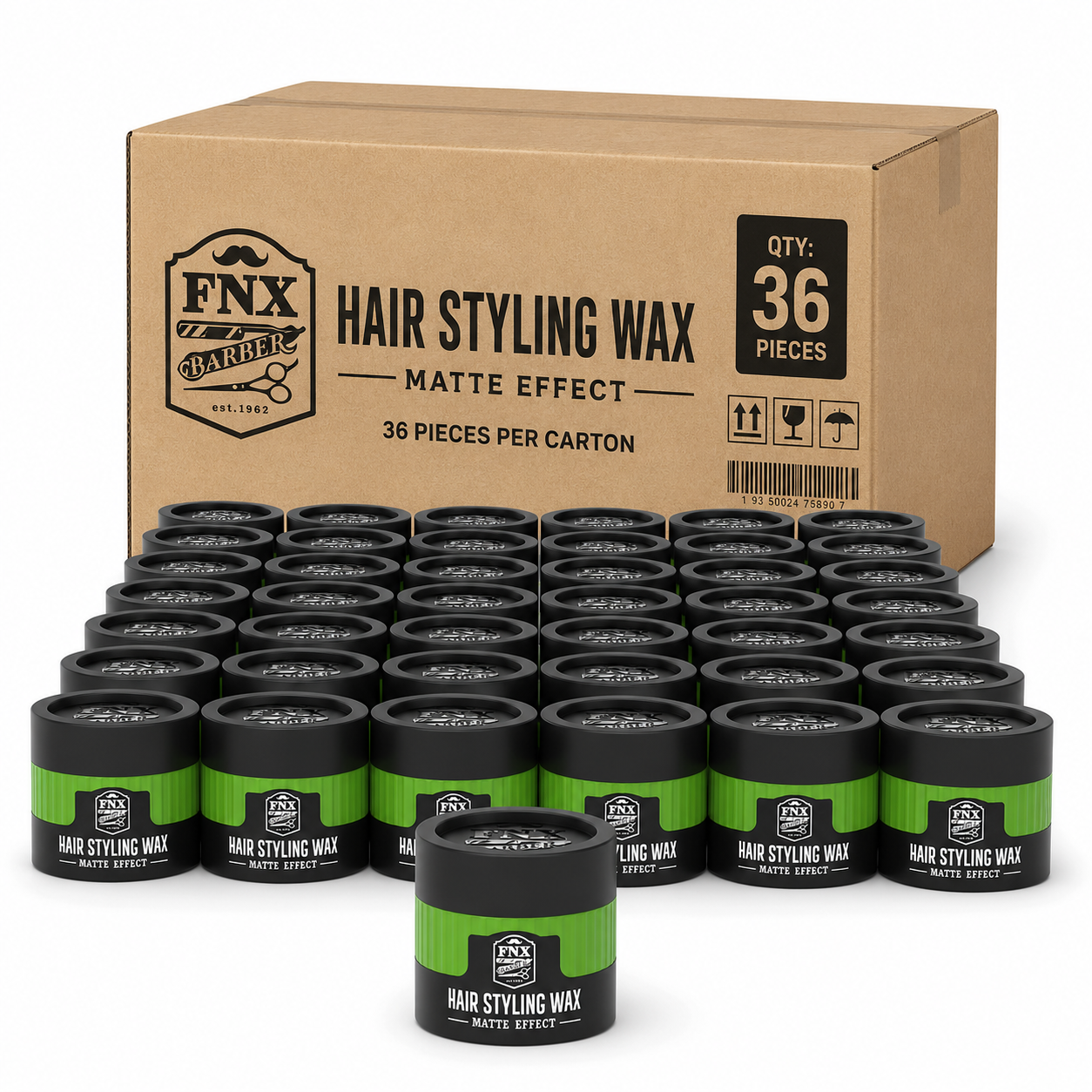 36x Fonex FNX Barber Matte Effect Hair Styling Wax 150ml – Professional Matte Hold Wax (Carton Deal) Hair Wax FNX