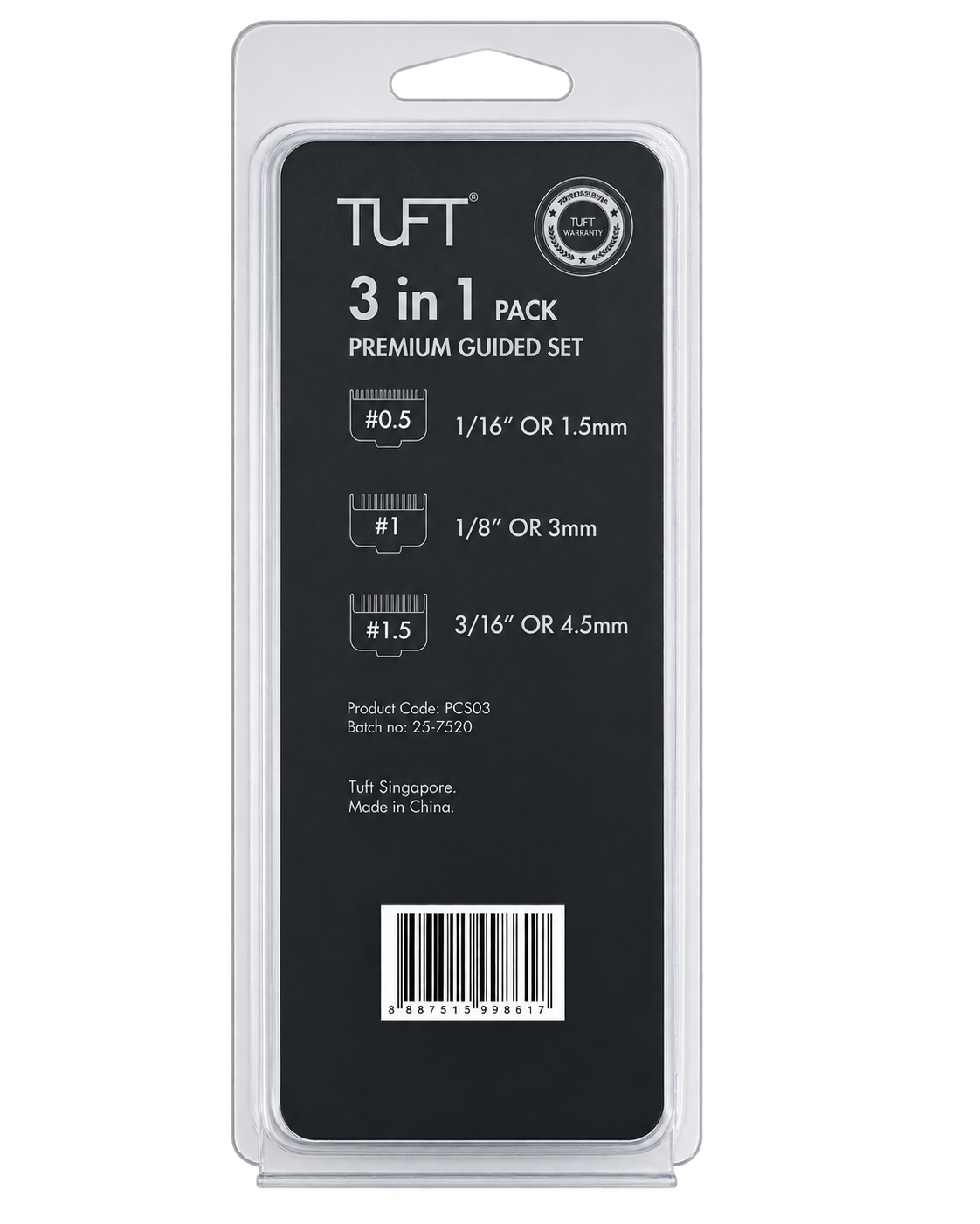 TUFT Non-Magnetic Premium Clipper Comb Attachments - 3 Pack