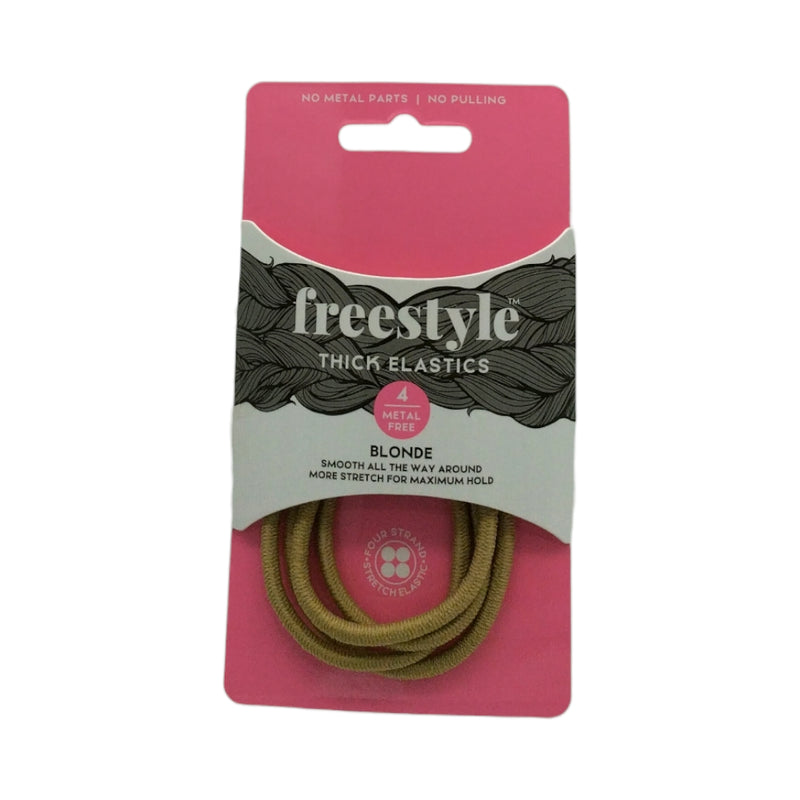 Freestyle Thick Elastics Metal Free Blonde 4pc