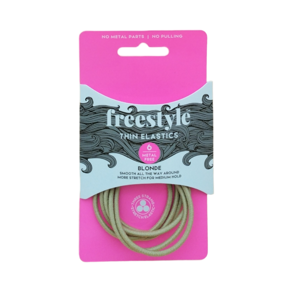 Freestyle Thin Hair Elastics Metal Free Blonde 6pc Hair Clips- Ties - Accessories Freestyle
