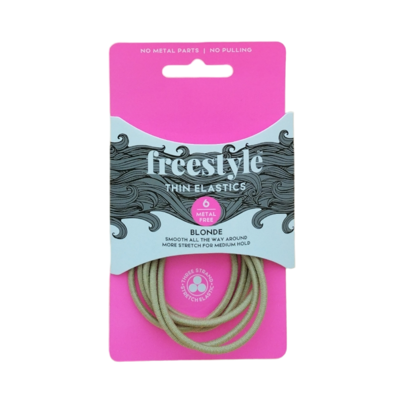 Freestyle Thin Elastics Metal Free Blonde 6pc