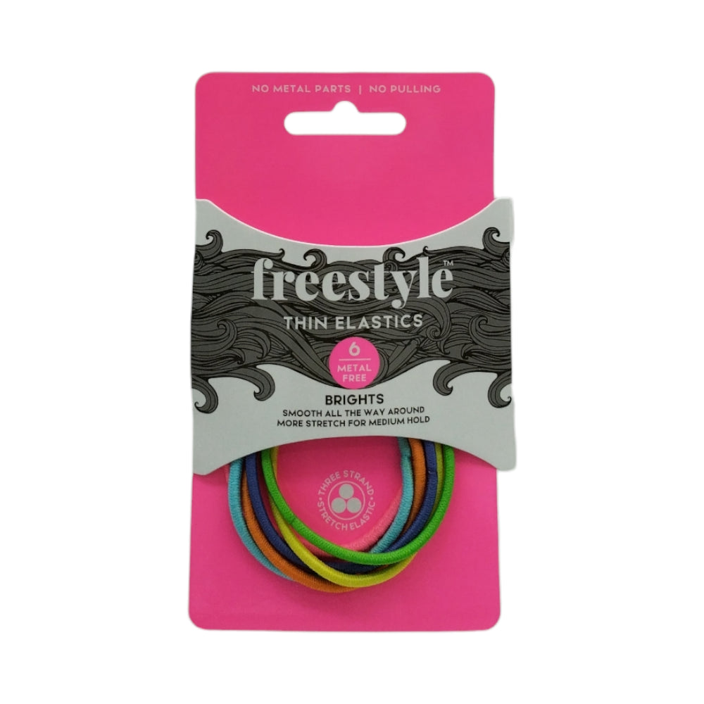 Freestyle Thin Hair Elastics Metal Free Brights 6pc Hair Clips- Ties - Accessories Freestyle