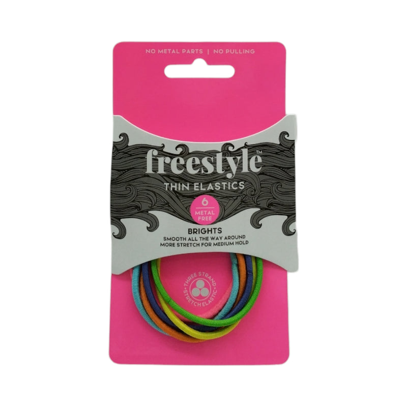 Freestyle Thin Elastics Metal Free Brights 6pc