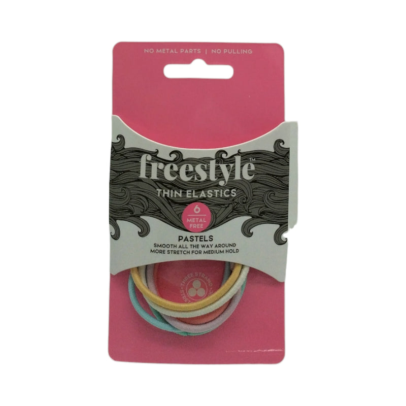 Freestyle Thin Elastics Metal Free Pastels 6pc