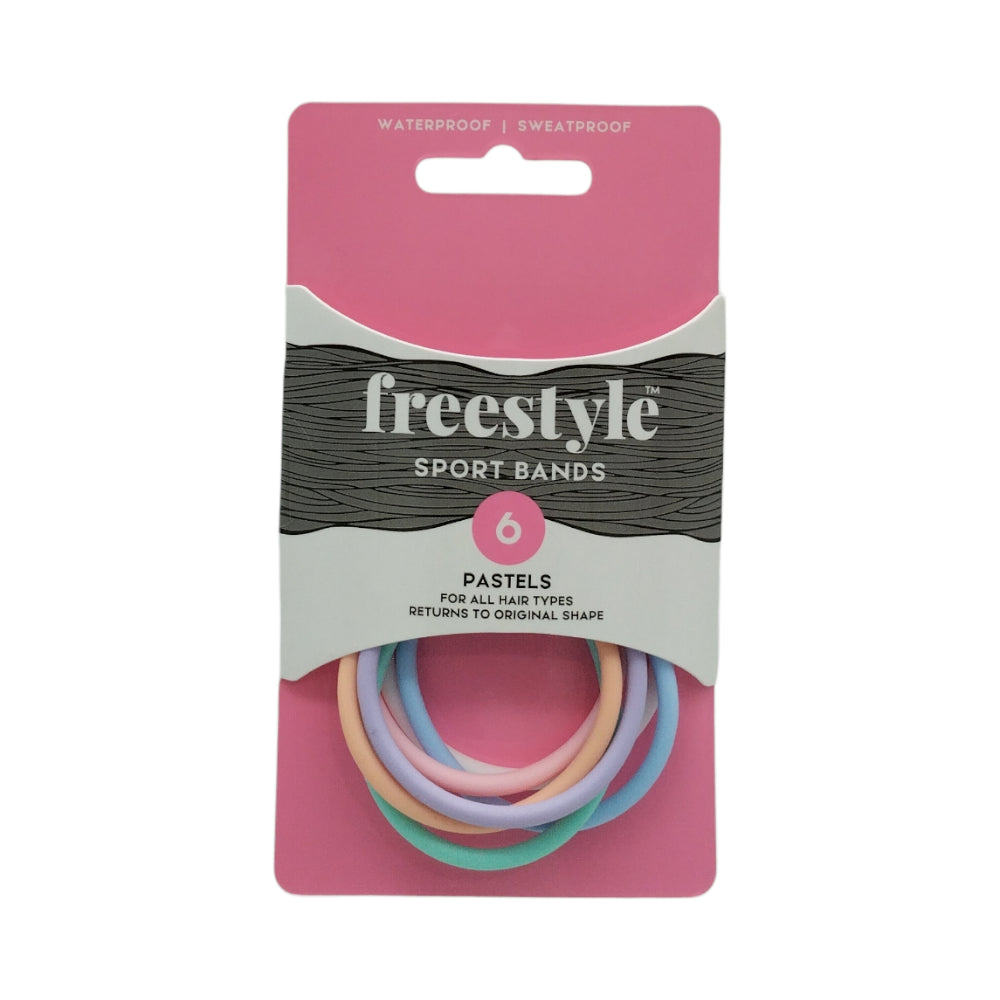 Freestyle Non-Slip Sports Bands Pastels 6pc Hair Clips- Ties - Accessories Freestyle