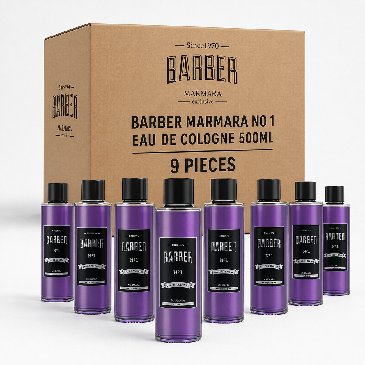 9x Barber Marmara Eau De Cologne No. 1 500ml Cologne Barber Marmara