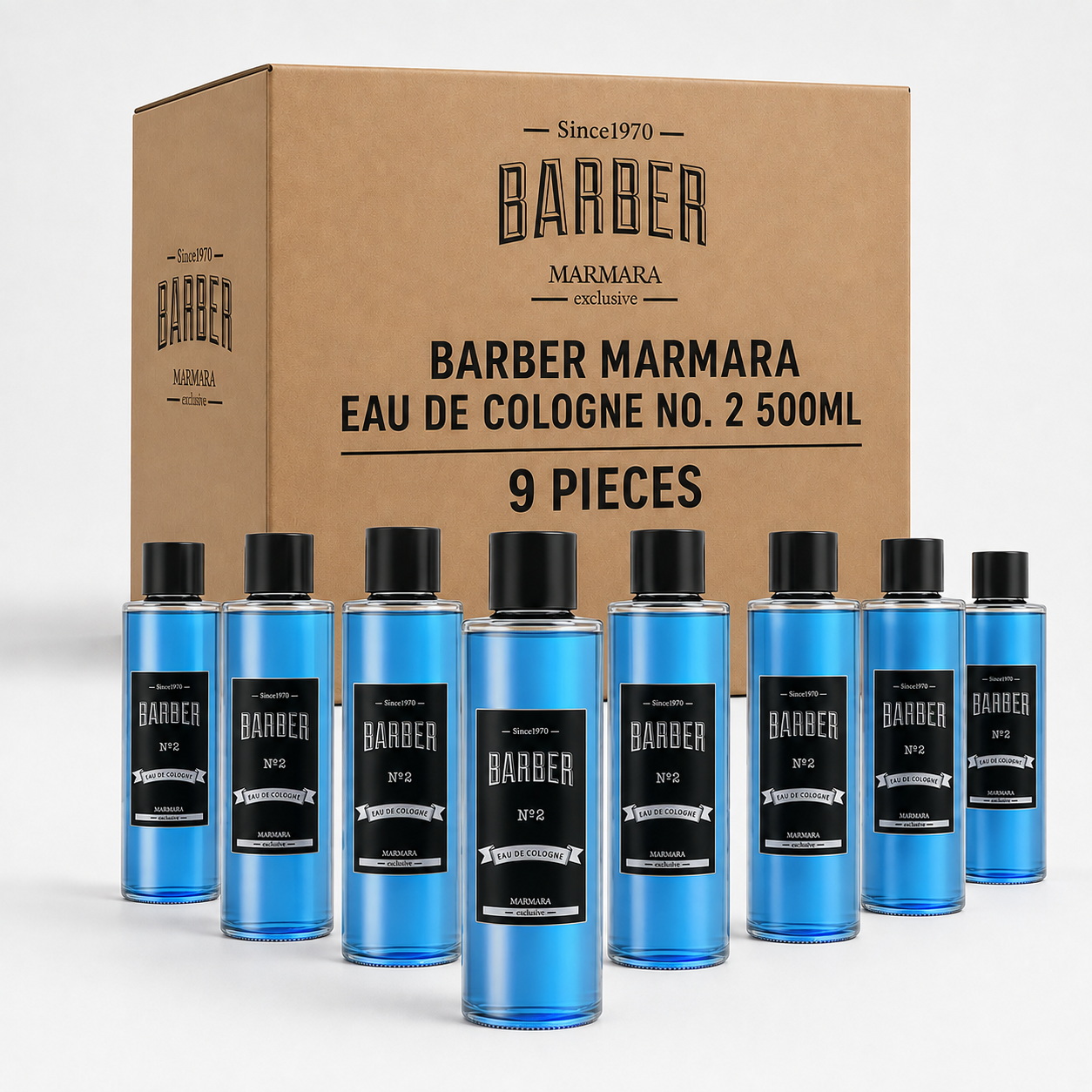 9x Barber Marmara Eau De Cologne No. 2 500ml Cologne Barber Marmara