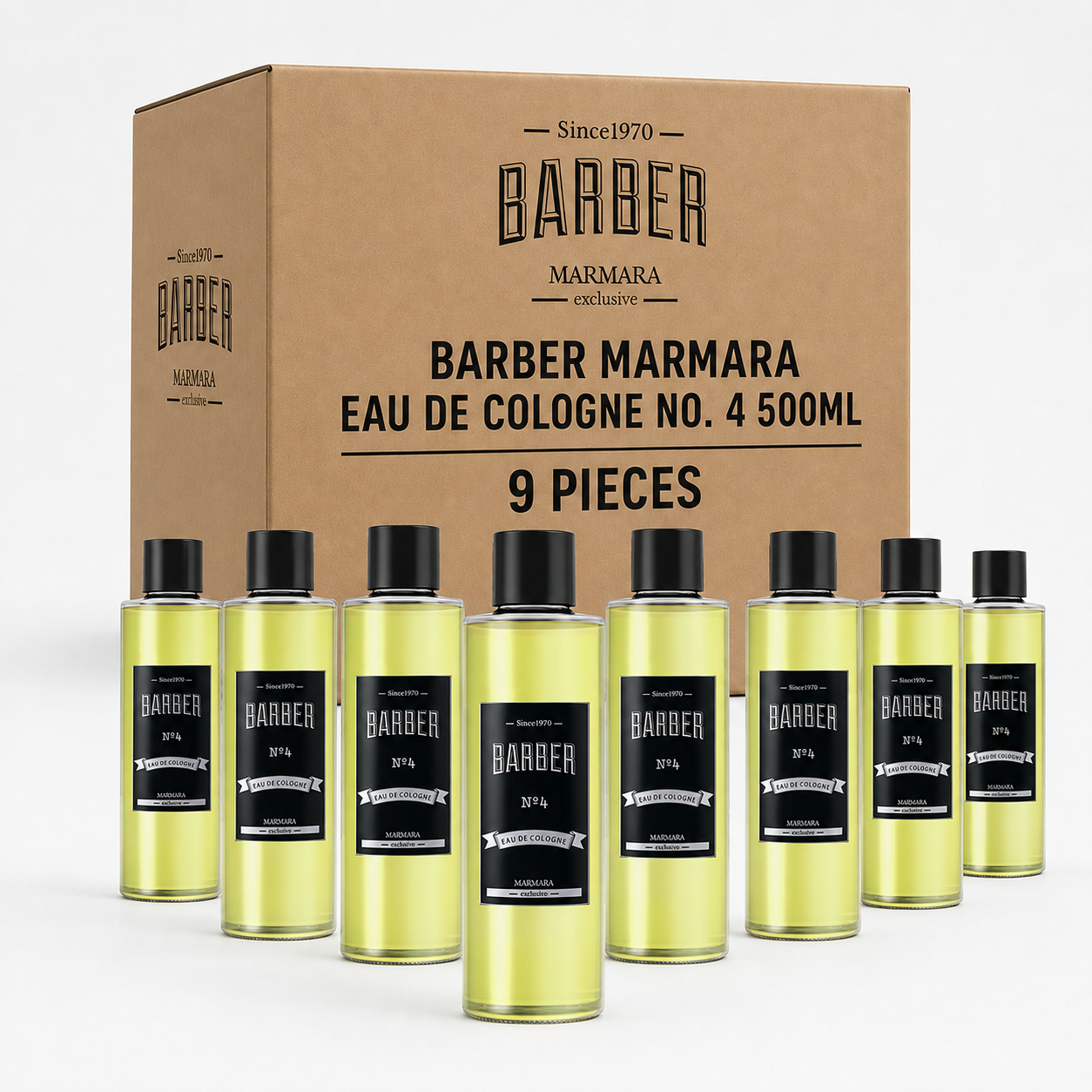 9x Barber Marmara Eau De Cologne No. 4 500ml Cologne Barber Marmara