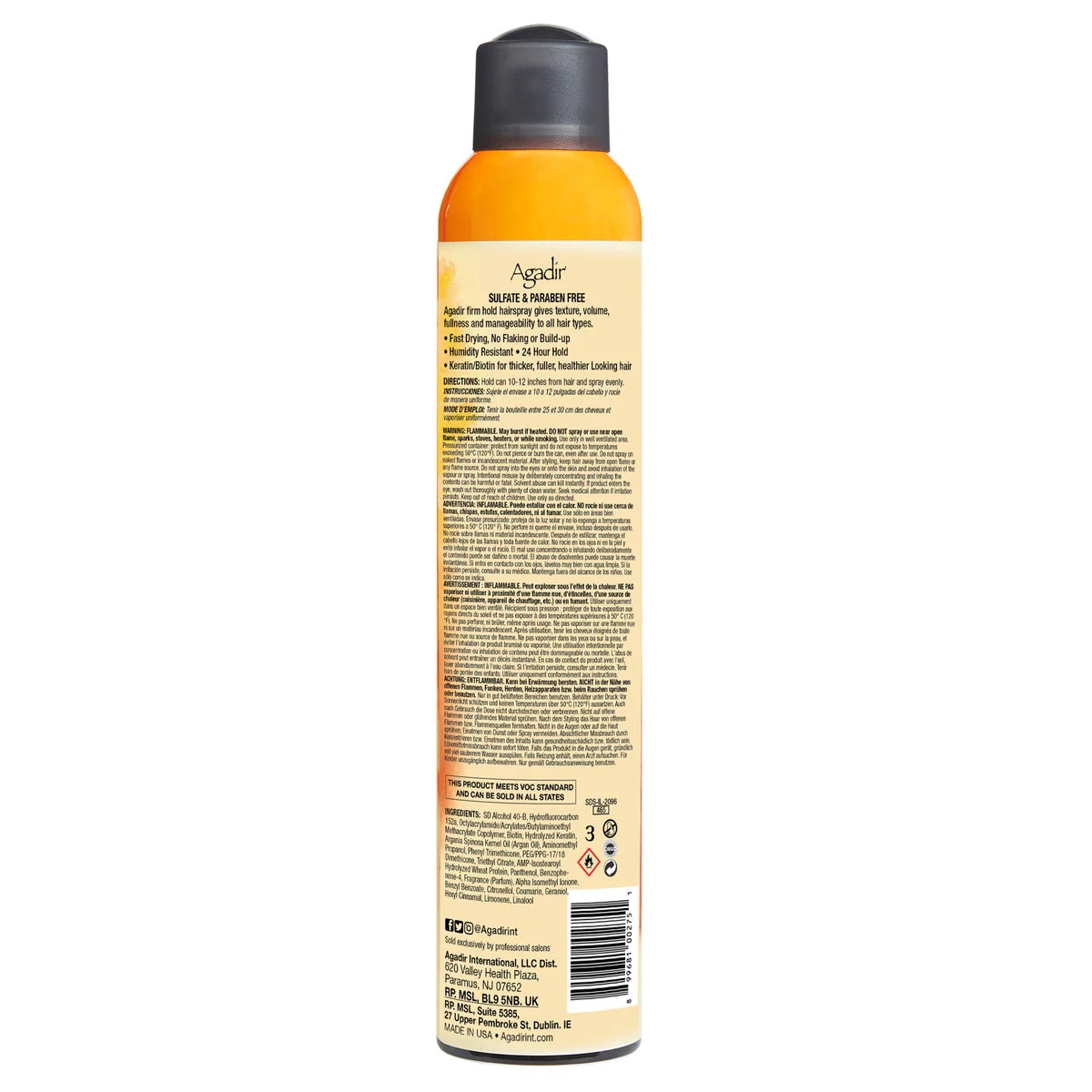 Agadir Argan Oil Volumising Firm Hold Hairspray 298g – Professional Volume & Strong Hold Hair Spray