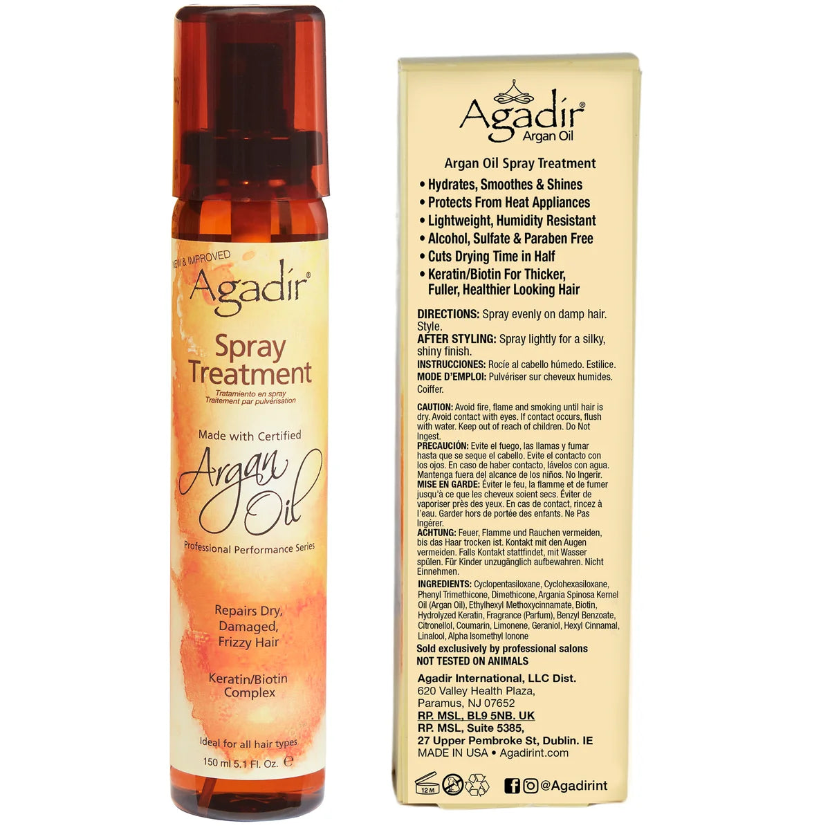 Agadir Argan Oil Spray Treatment 150ml – Professional Leave-In Smoothing & Shine Spray